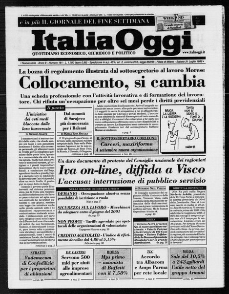 Italia oggi : quotidiano di economia finanza e politica